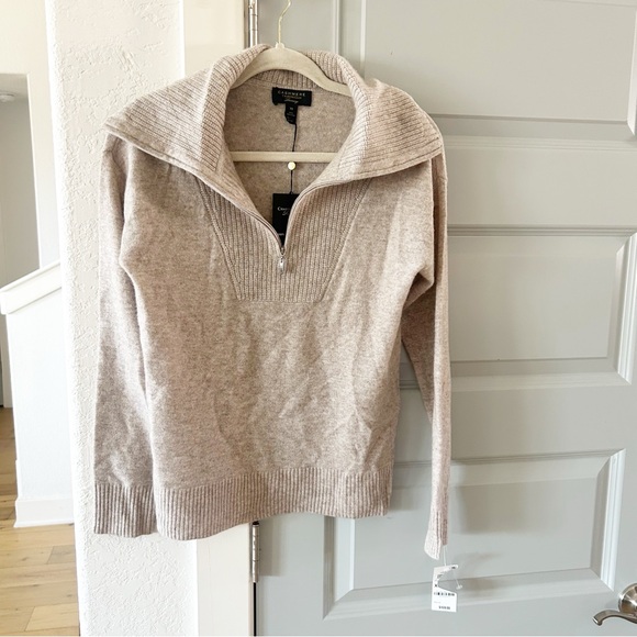 NWT Charter Club Cashmere Pullover Quarter Zip Sweater - Picture 2 of 4